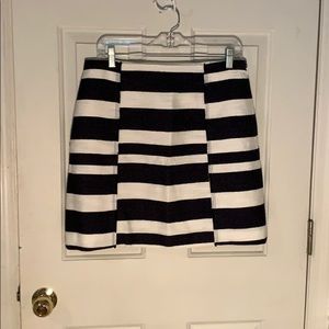 Navy and white striped skirt
